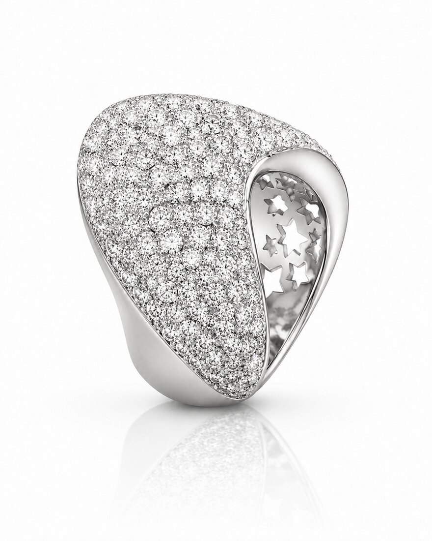 Anello Bombé Pavé di Diamanti