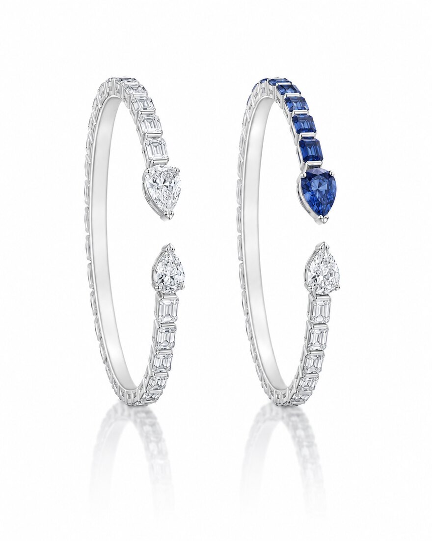 Bracciale Rigido con Diamanti e Zaffiri