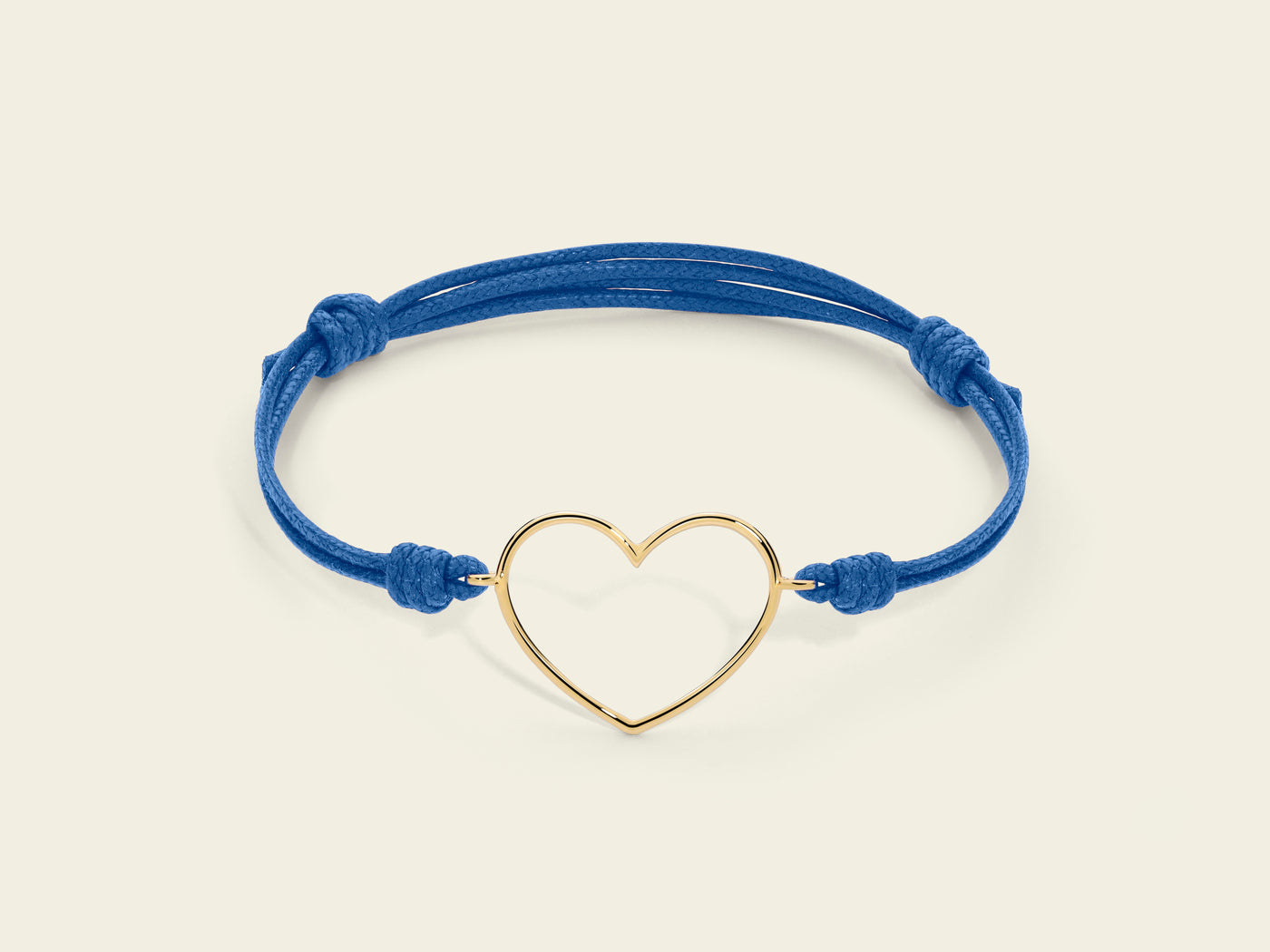 Bracciale cordino con cuore grande a filo